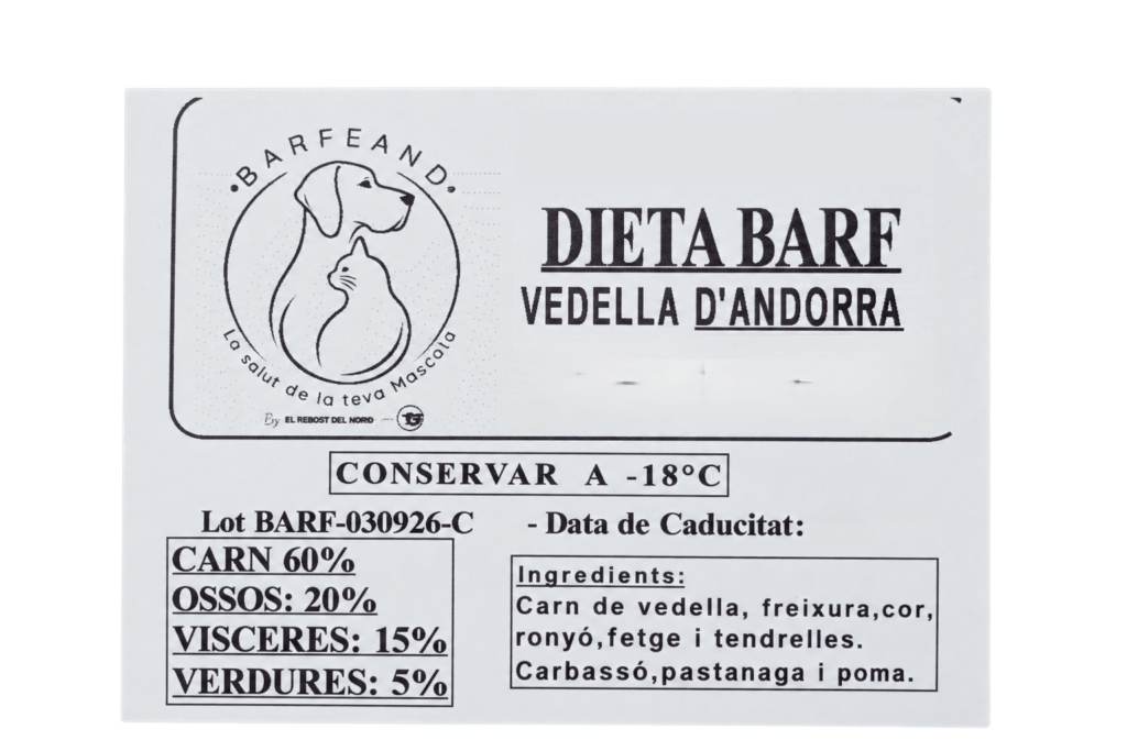 Carne de vacuno andorrana BARF – etiqueta