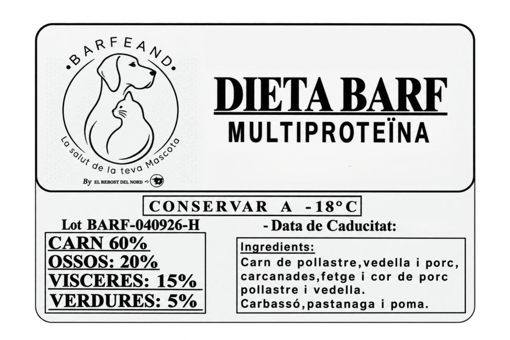 BARF multiproteico – etiqueta
