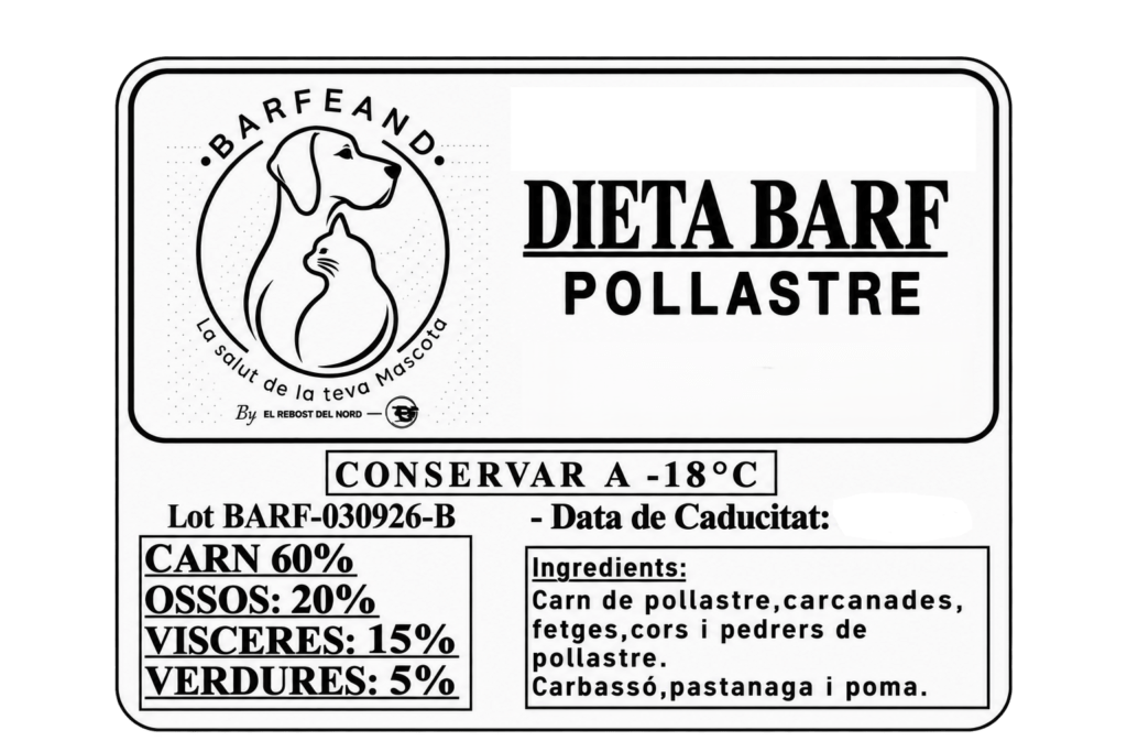Chicken BARF – label